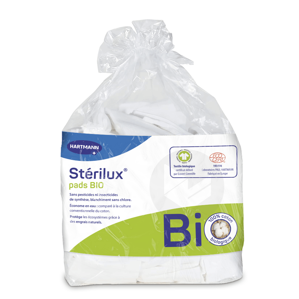 Rectangles de coton Stérilux pads BIO x160