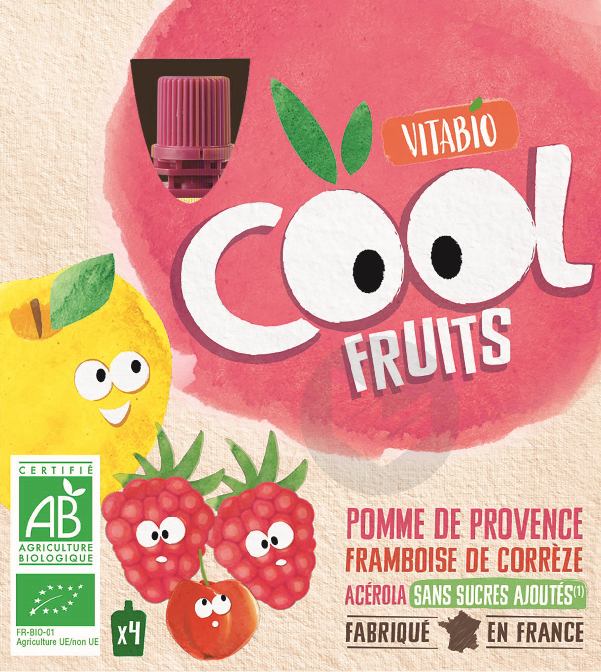 Cool Fruits Pomme Framboise 4x90g