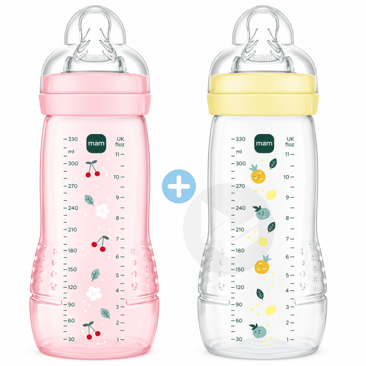 Easy Active Biberon 2ème âge Duo Beige Feuille et Rose Cerise