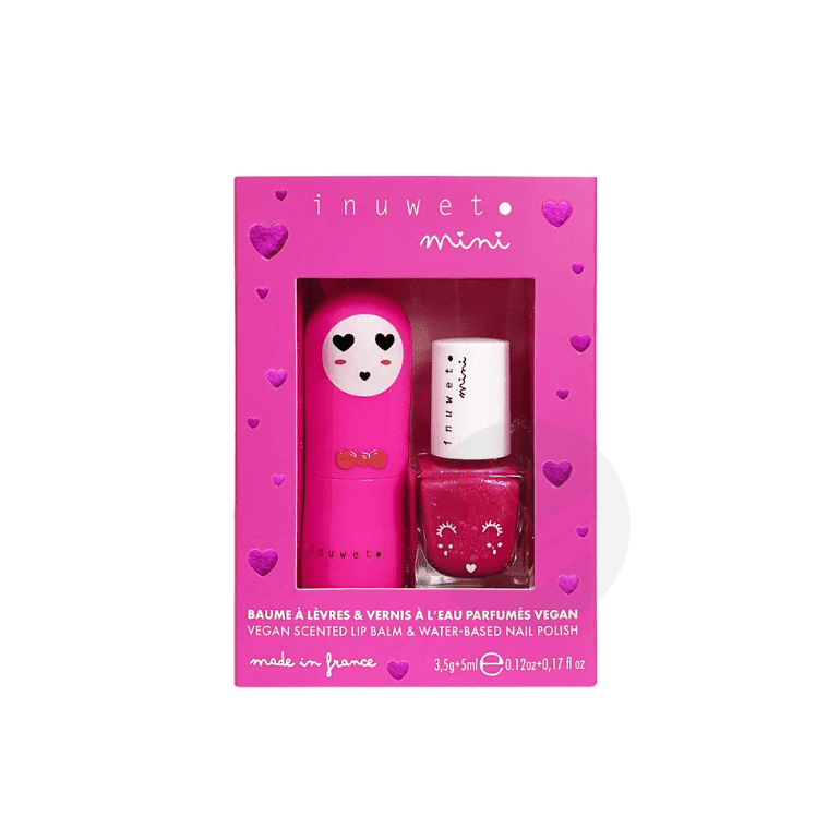 Mini coffret baume à lèvres cerise 3,5g + vernis à l'eau fraise 5ml