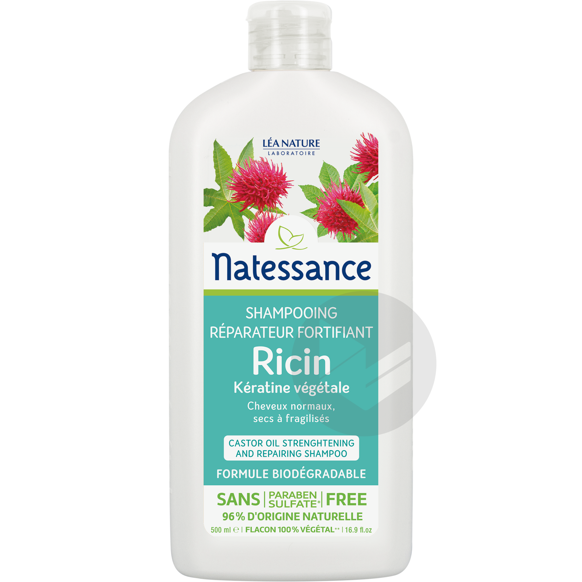 Shampooing réparateur fortifiant Ricin et Kératine végétale - 500 ml