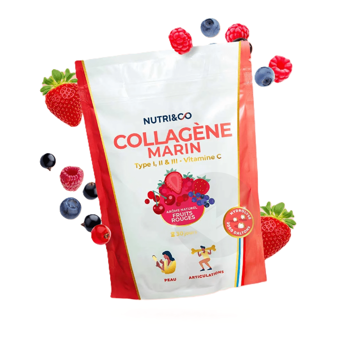 Collagène Marin Type I & II Arôme Fruits Rouges 190g