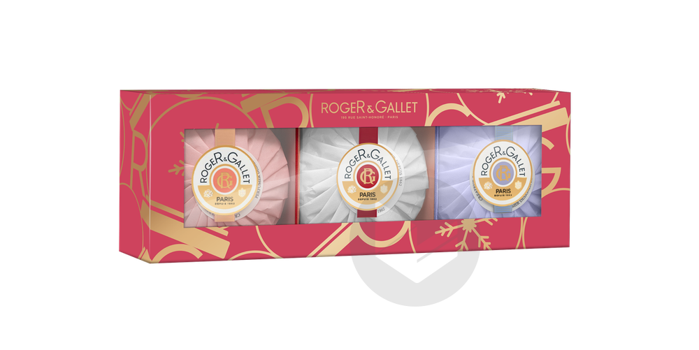 ROGER & GALLET Coffret Trio Savons Œillet Mignardise - Jean-Marie Farina - Lavande Royale