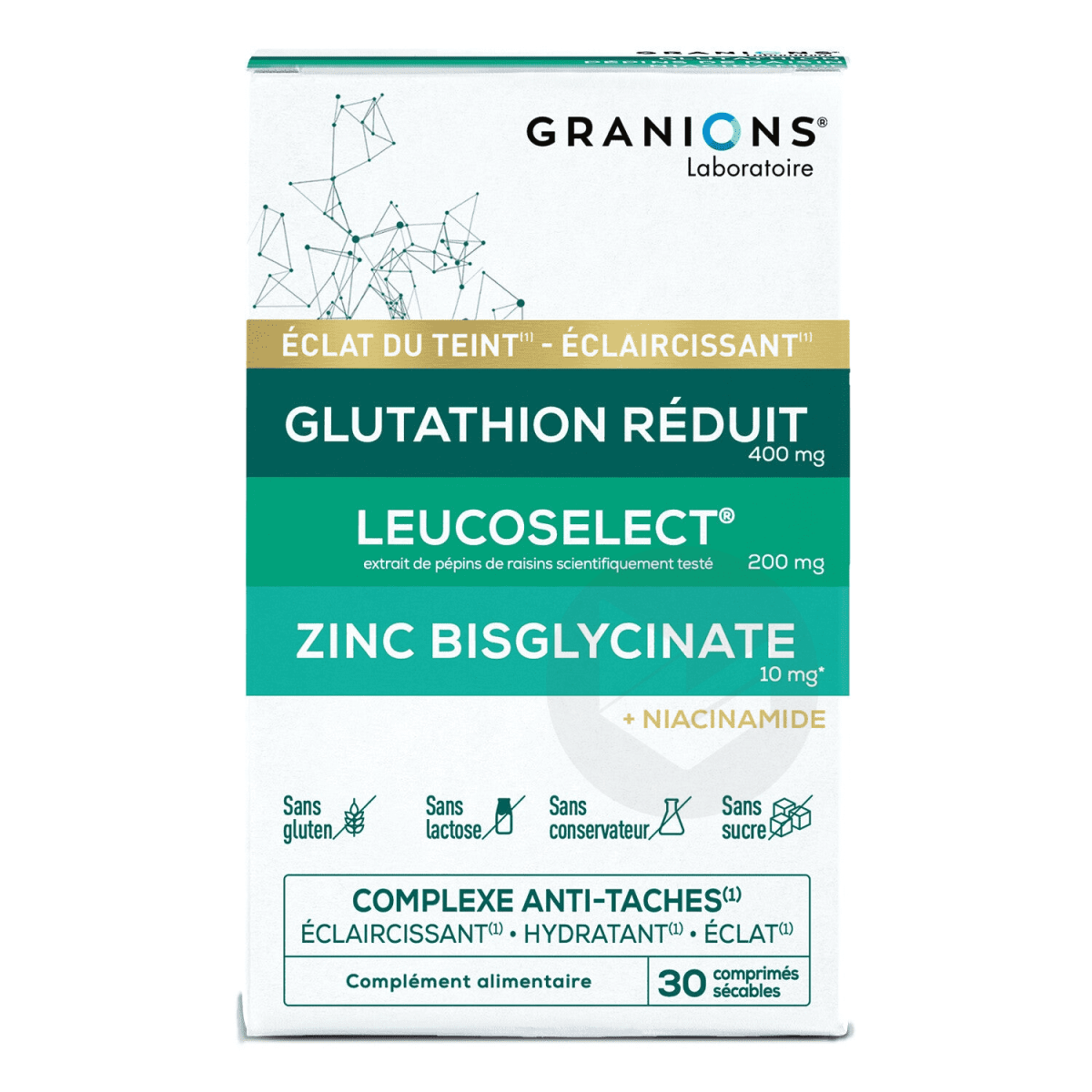 Complexe Anti-taches Glutathion Zinc Niacinamide 30 comprimés