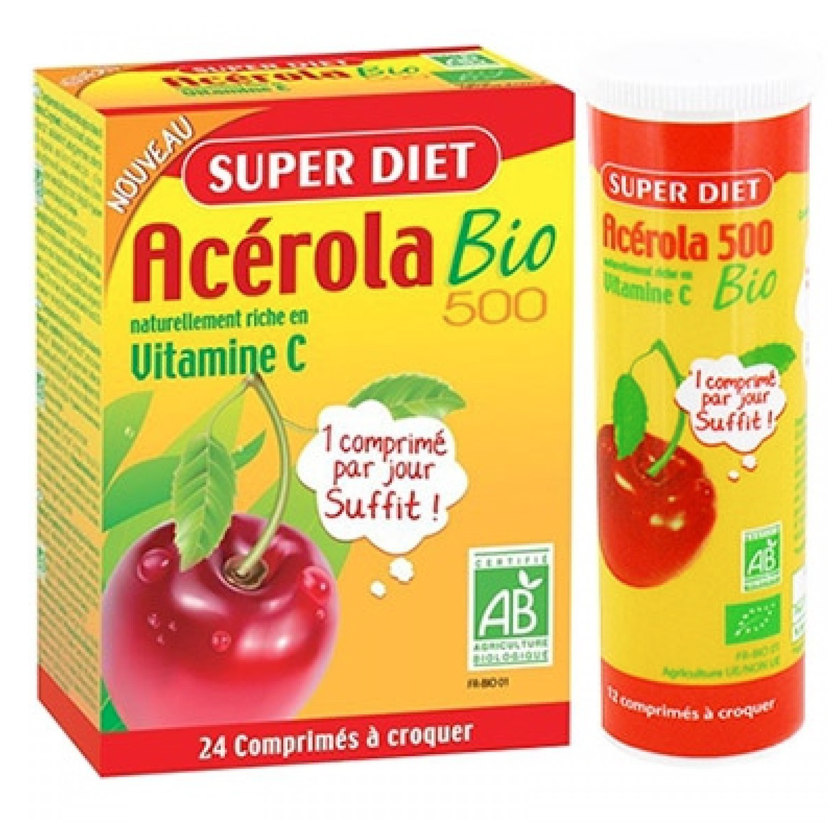 Acérola bio 500 24 comprimés + 1 tube 36 comprimés