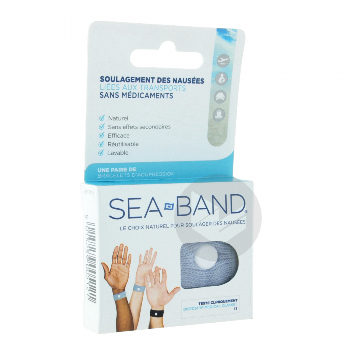 Sea band Bracelet anti-nausées adulte gris x 2