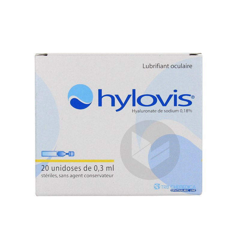 Hylovis solution ophtalmique lubrifiante pour instillation oculaire 20 unidoses de 0,3ml