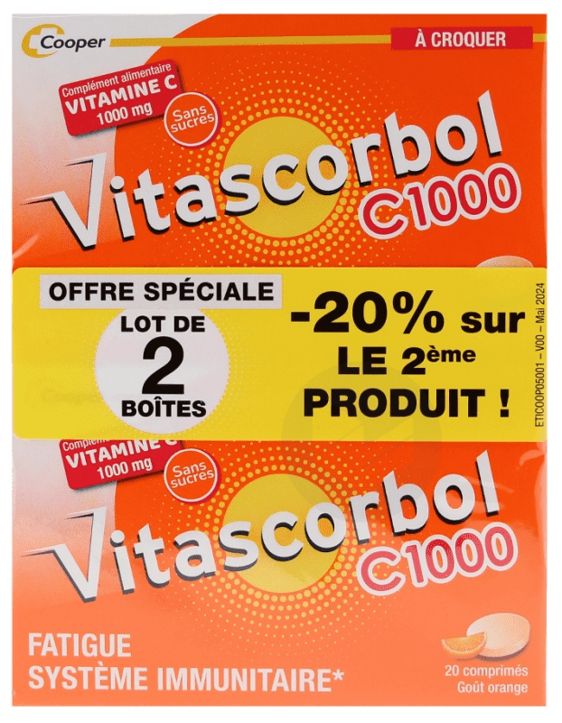 VitascorbolC1000 à croquer 2x20 comprimés