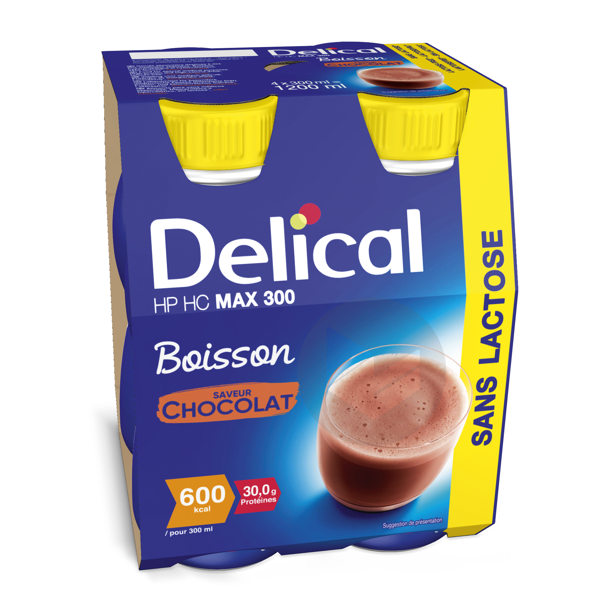 DELICAL Boisson sans lactose HP HC MAX 300 Chocolat 4x300ml