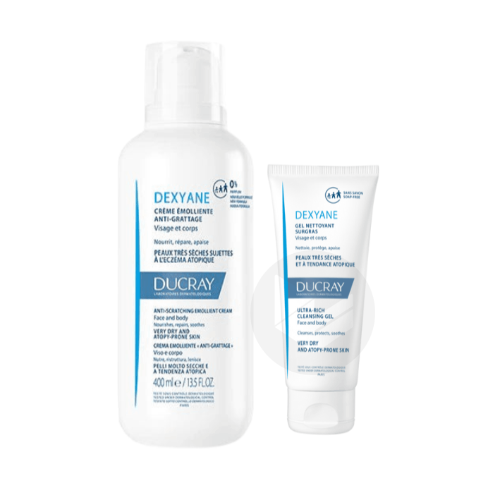 Dexyane Crème émolliente 400ml + Gel Nettoyant offert 100ml
