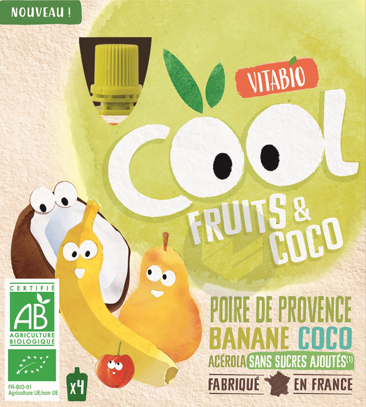 Cool Fruits et Coco Poire Banane Coco 4x85g