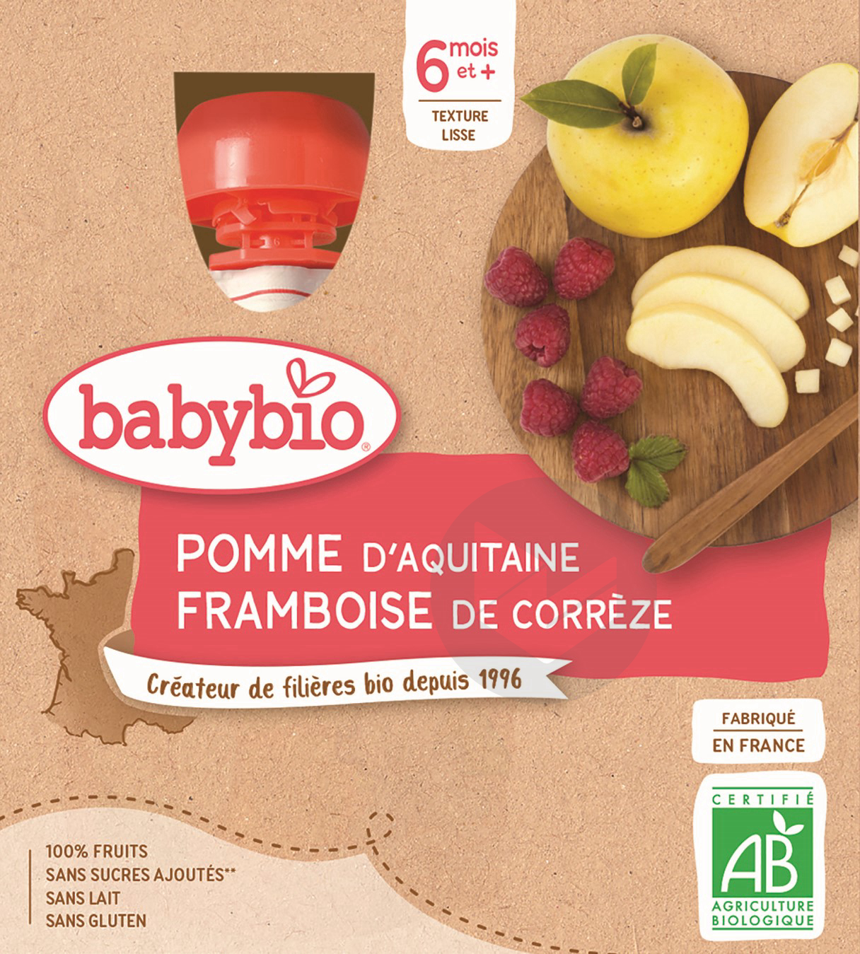 BABYBIO Gourde Pomme Framboise
