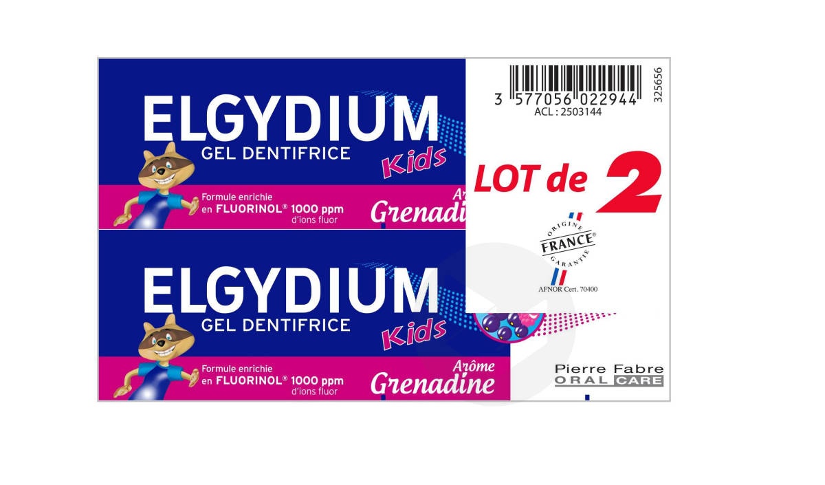 Dentifrice Protection Caries Grenadine 2/6 ans 2x50ml