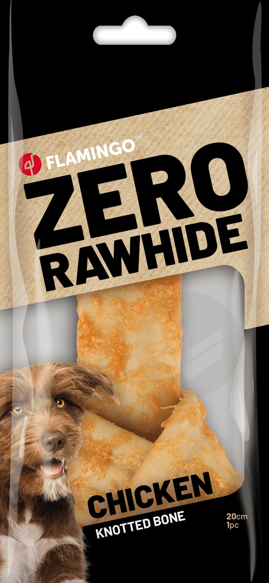 Friandises Zero rawhide Noué Os avec poulet 20cm 180g