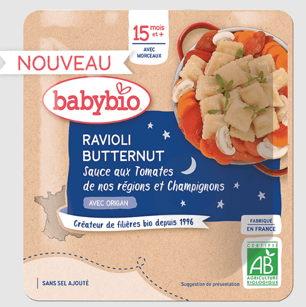 Ravioli butternut sauce aux tomates de nos régions et champignons 190g
