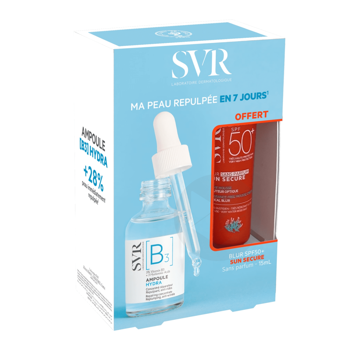 [B3] Ampoule Hydra 30ml + Sun Secure Blur Sans Parfum SPF50+ 15ml Offert