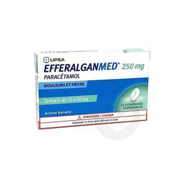 EFFERALGAN 250 mg, 12 comprimés dispersibles