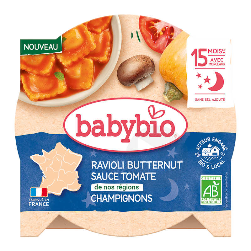 Ravioli Bébé Dès 15 mois Butternut Tomates Champignons 2x200g