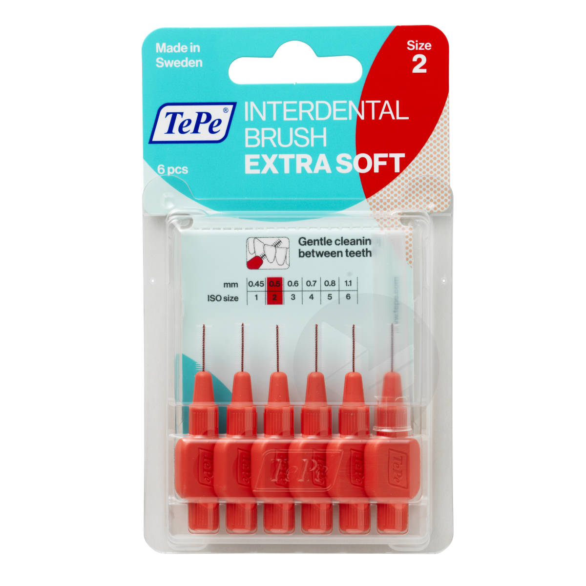 Brossettes Interdentaires Extra Souples rouge pastel 0.5mm ISO 2 x6