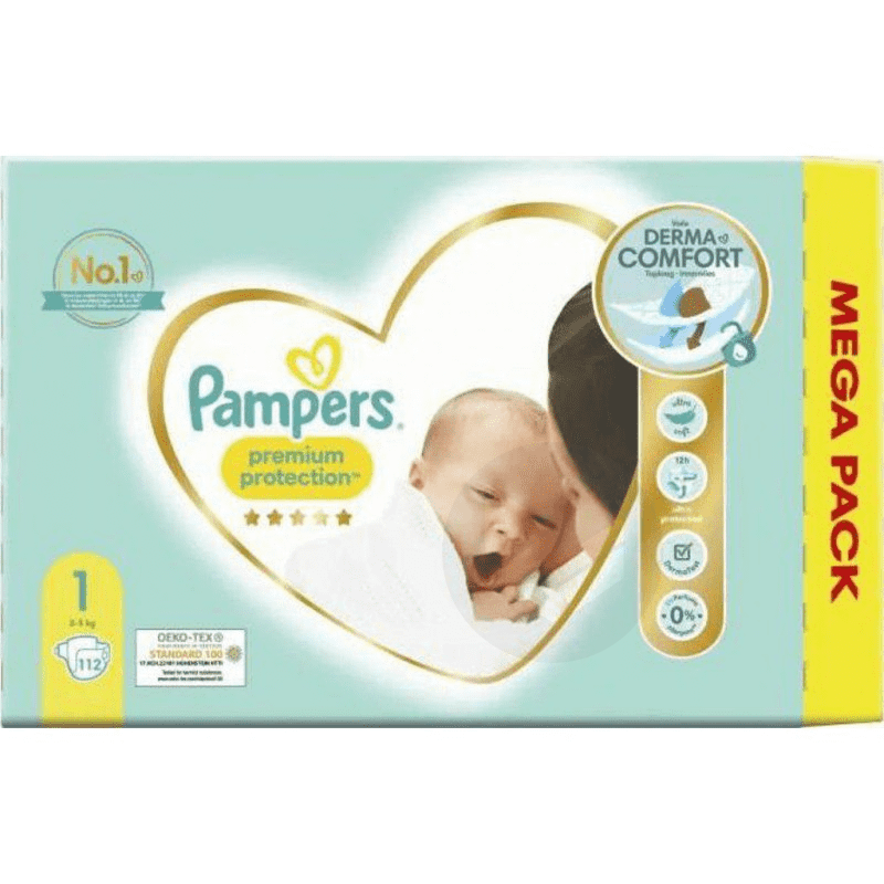 Couches Bébés Premium Protection Taille 1 : 2 - 5 kg x112