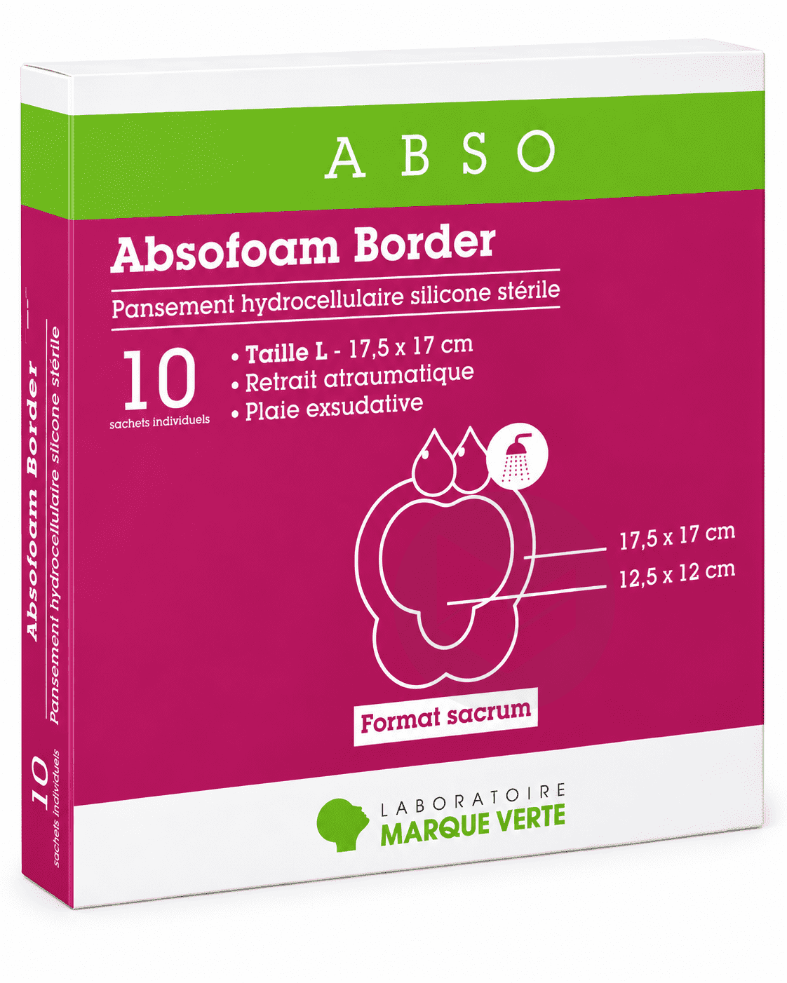 Absofoam Border Sacrum Pansement hydrocellulaire 17,5x17cm x10