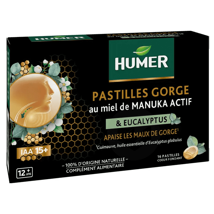 Pastilles Gorge au Miel de Manuka Actif IAA® 15+ & Eucalyptus x16