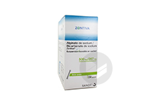 ALGINATE DE SODIUM/BICARBONATE DE SODIUM ZENTIVA 500 mg/267 mg Suspension buvable en sachet (24 sachets de 10ml)