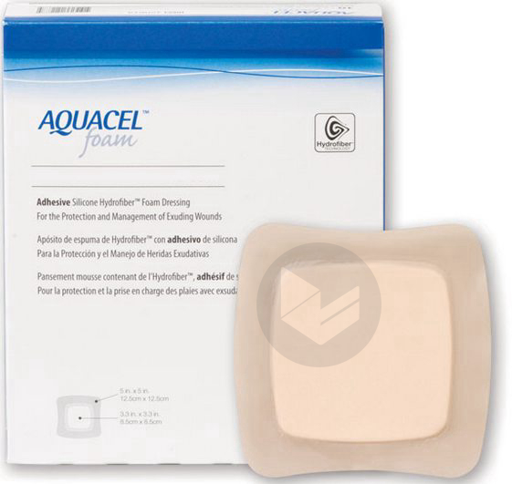 AQUACEL FOAM Pans hydrocellulaire non adhésif stérile 12,5x12,5cm B/16