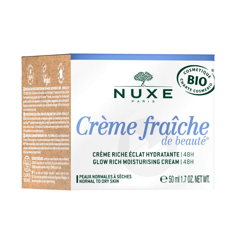 Crème Riche Éclat Hydratante 48H, Certifiée Bio 50ml