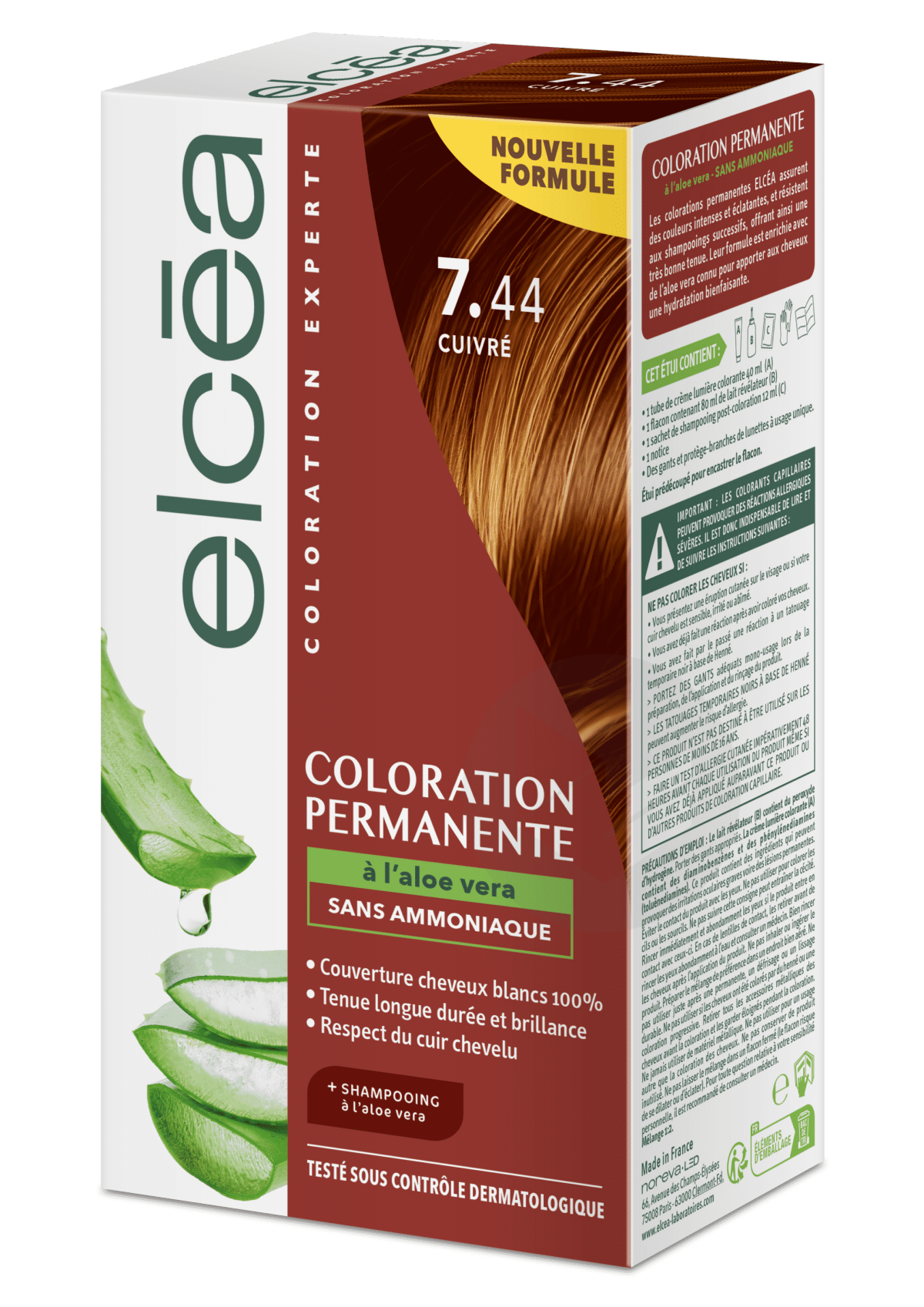 Coloration Permanente Cuivré 7.44