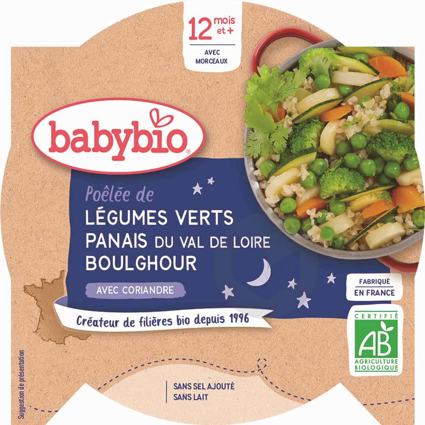 BABYBIO Assiette Bonne Nuit Légumes verts Panais Boulghour