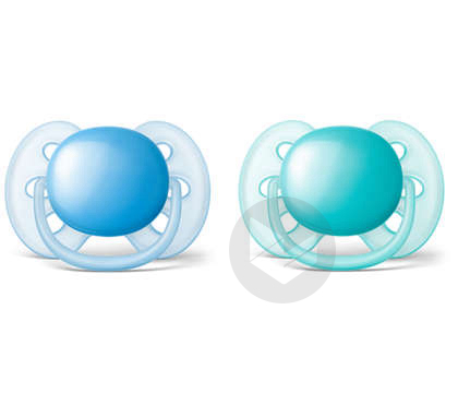 Sucette Ultra douce 6/18 mois Vert/Bleu X2