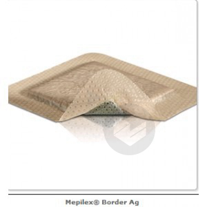 MEPILEX BORDER AG Pans hydrocellulaire adhésif stérile 7,5x8,5cm B/16
