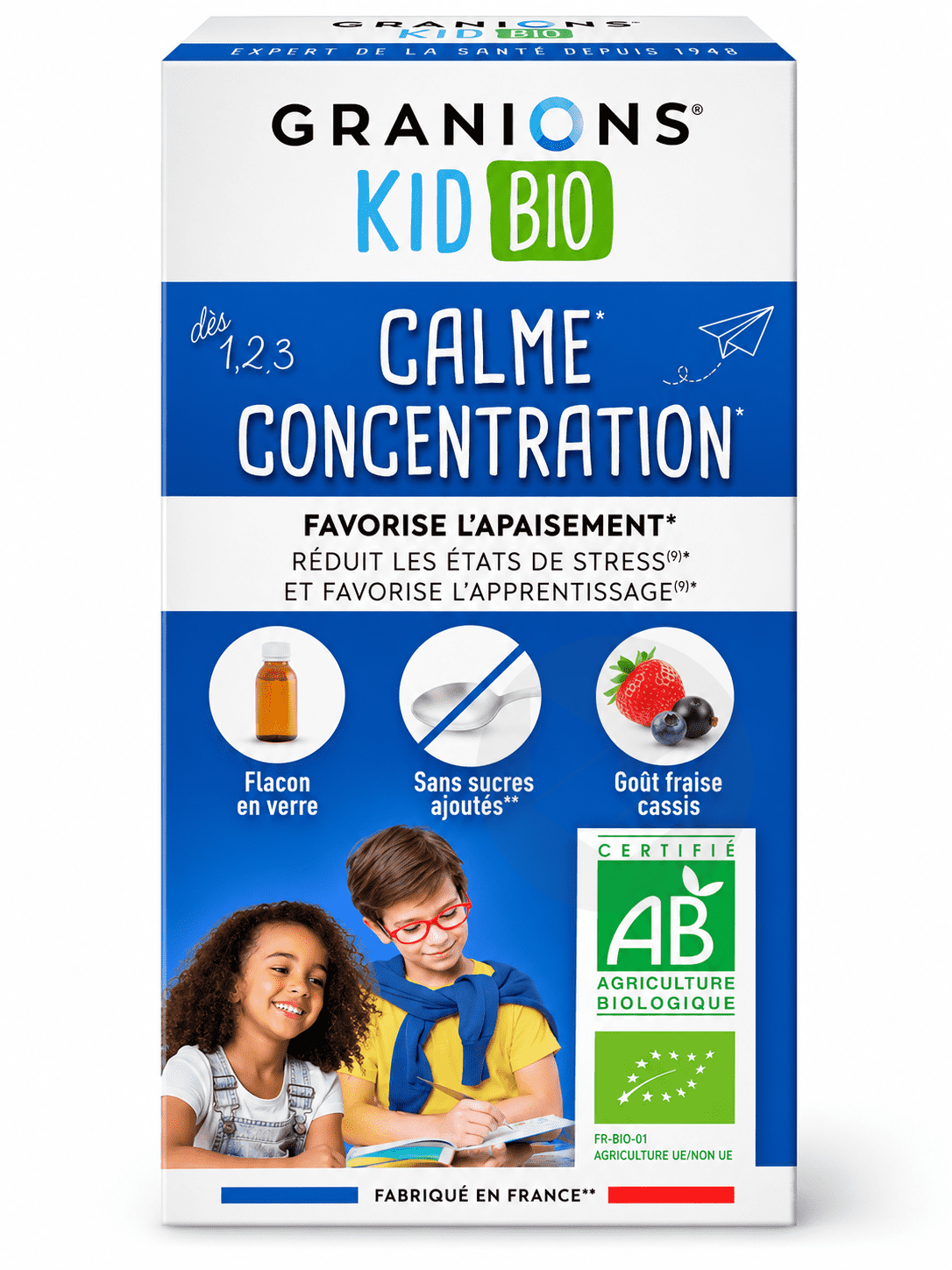 Kid Bio Calme Concentration Goût Fraise Cassis 125ml