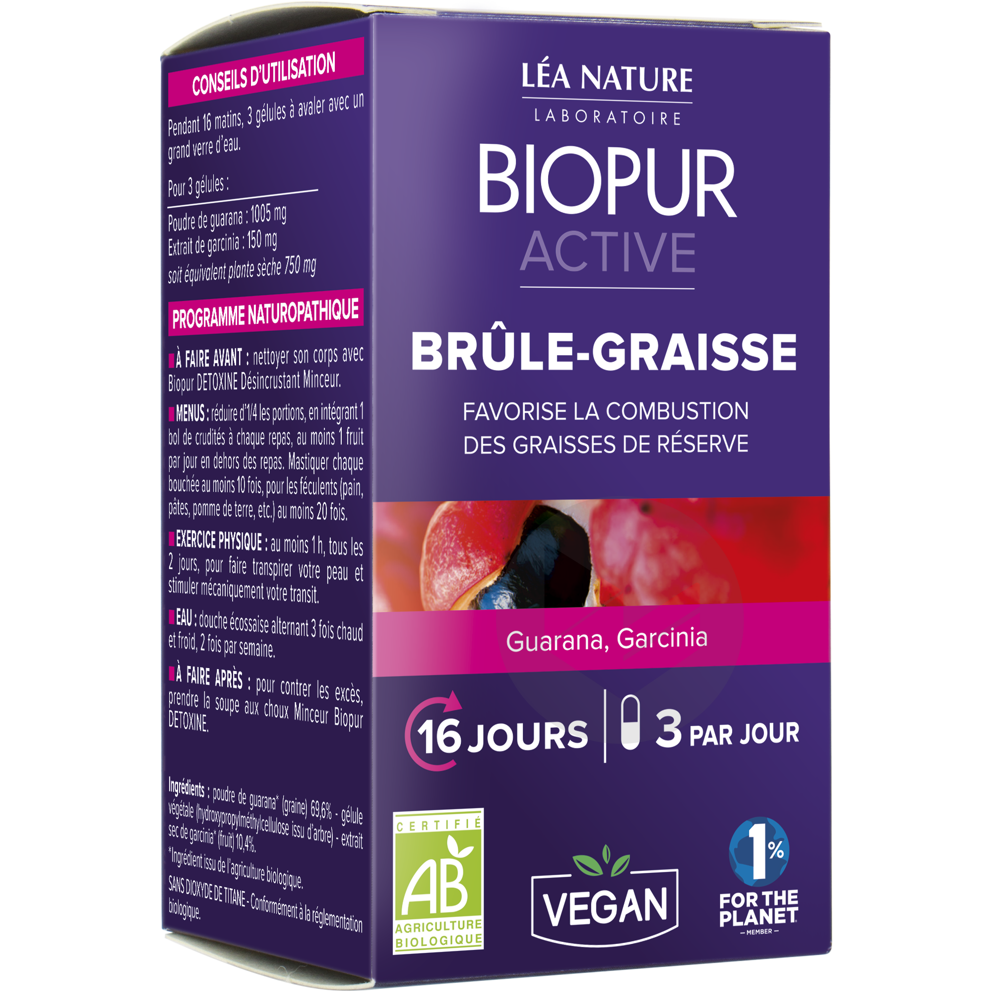 Active gélule végétale Brûle graisse Guarana Garcinia