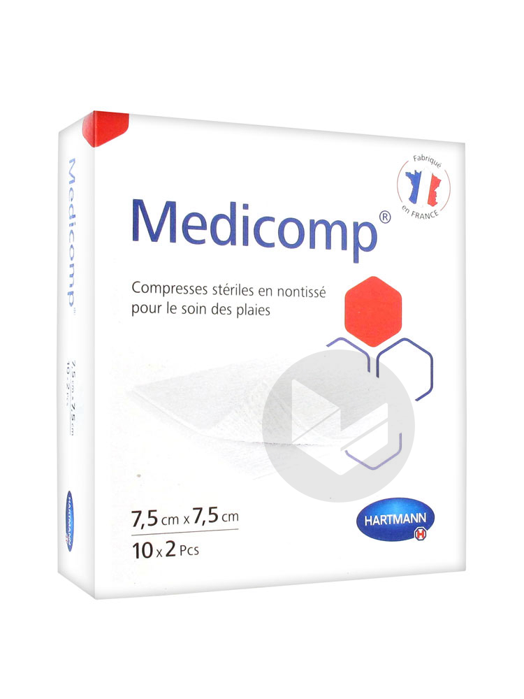 Medicomp compresse stérile 7,5x7,5cm 10x2 sachets