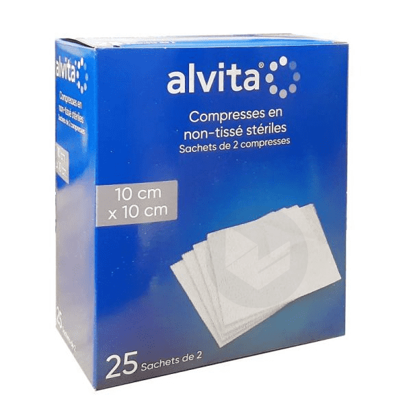 Compresses en non-tissé stériles 10x10cm 2x25 sachets