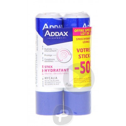 ADDAX Stick hydratant lèvres 2Etuis/4g 2ème-50%