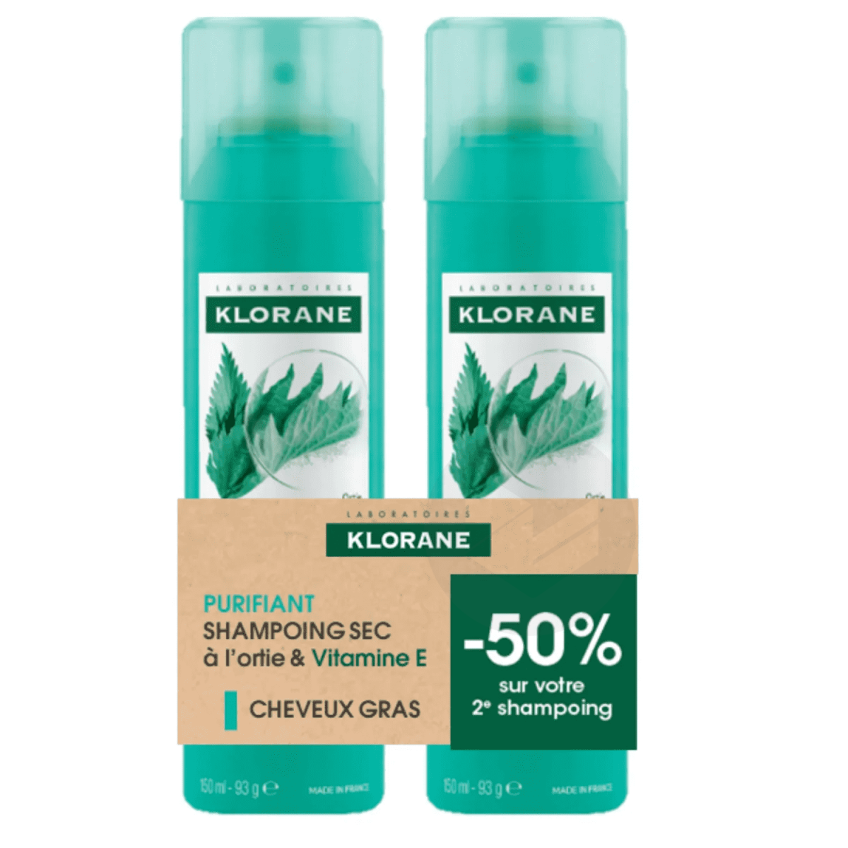 PURIFIANT Shampoing sec à l'Ortie et Vitamine E 2x150ml