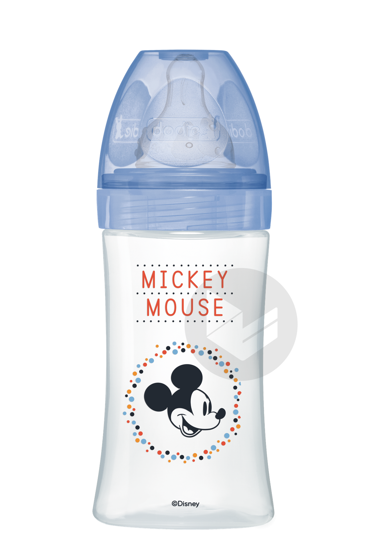 Biberon Initiation+ Anti-Colique 270ml MICKEY BLEU 0-6 mois tétine ronde 3 vitesses débit 2