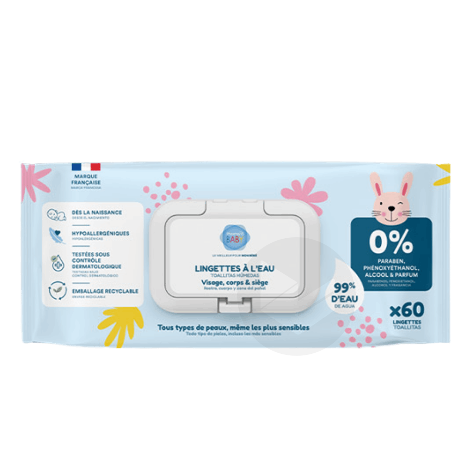 Lingettes à l’eau pour bébé x60