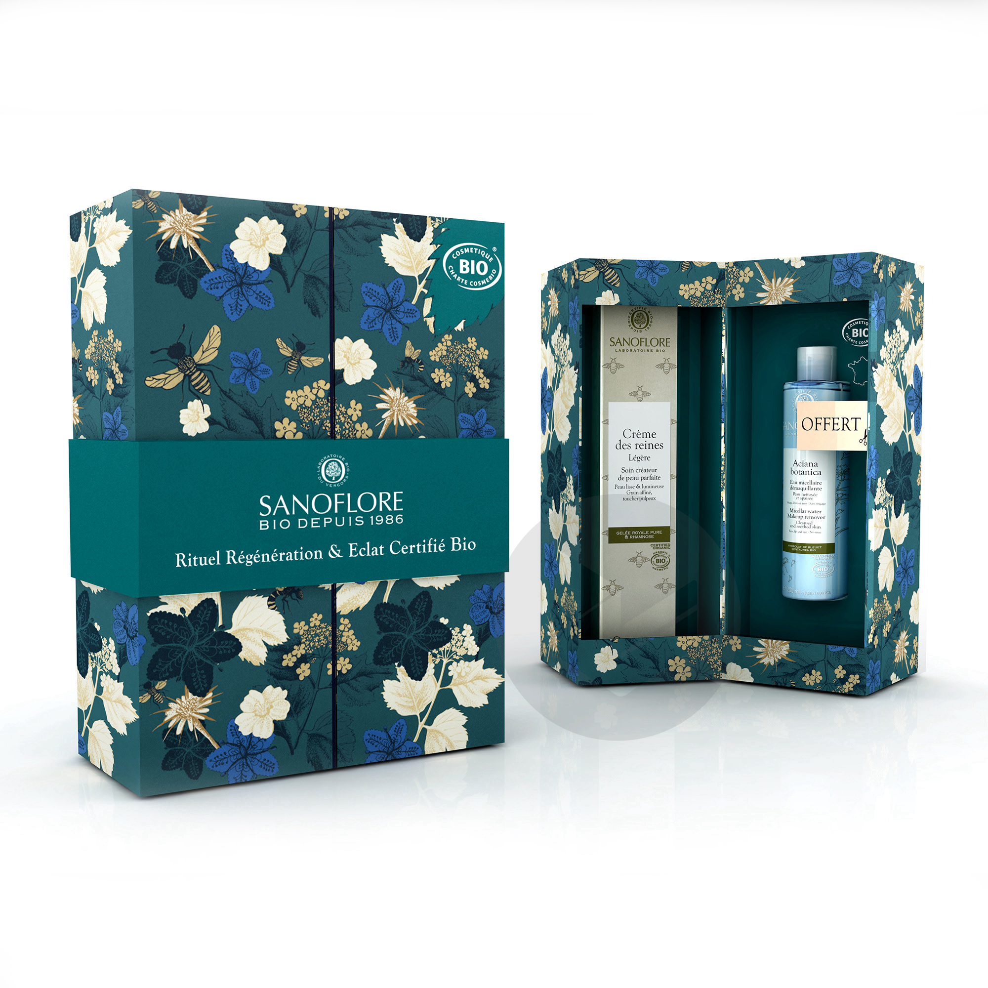 Coffret cadeau Crème des reines 40ml + mini Eau micellaire Aciana botanica 50ml offerte Sanoflore