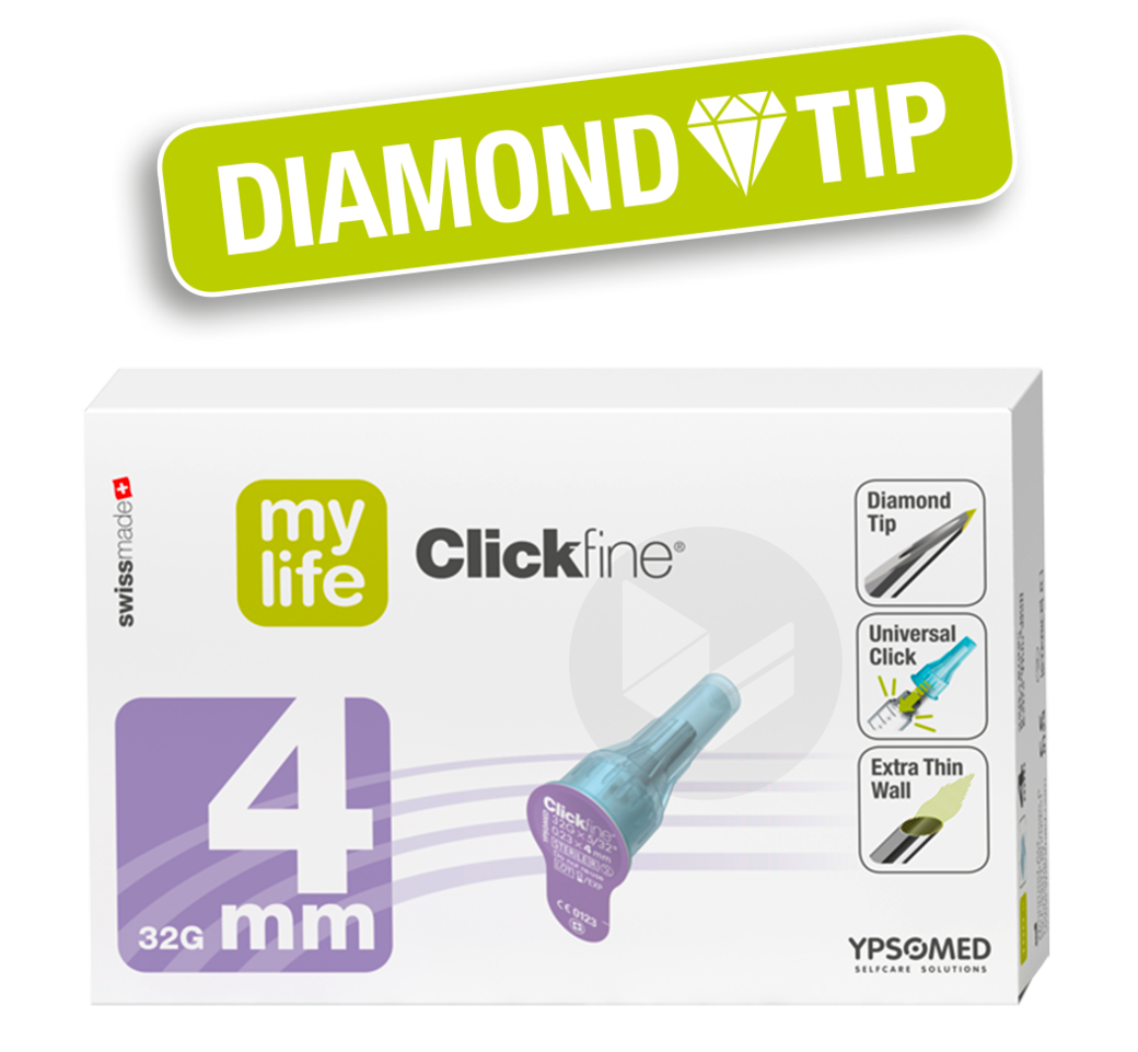 Mylife Clickfine DiamondTip Aiguilles Pour Stylo injecteur 4mmx32G x100