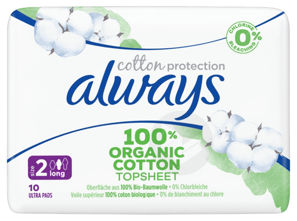 Cotton Protection Taille 2 Long 10 Serviettes Hygiéniques
