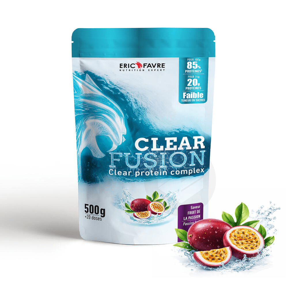 Clear Fusion : Clear protéine isolat + Collagène et acide hyaluronique Passion 500g