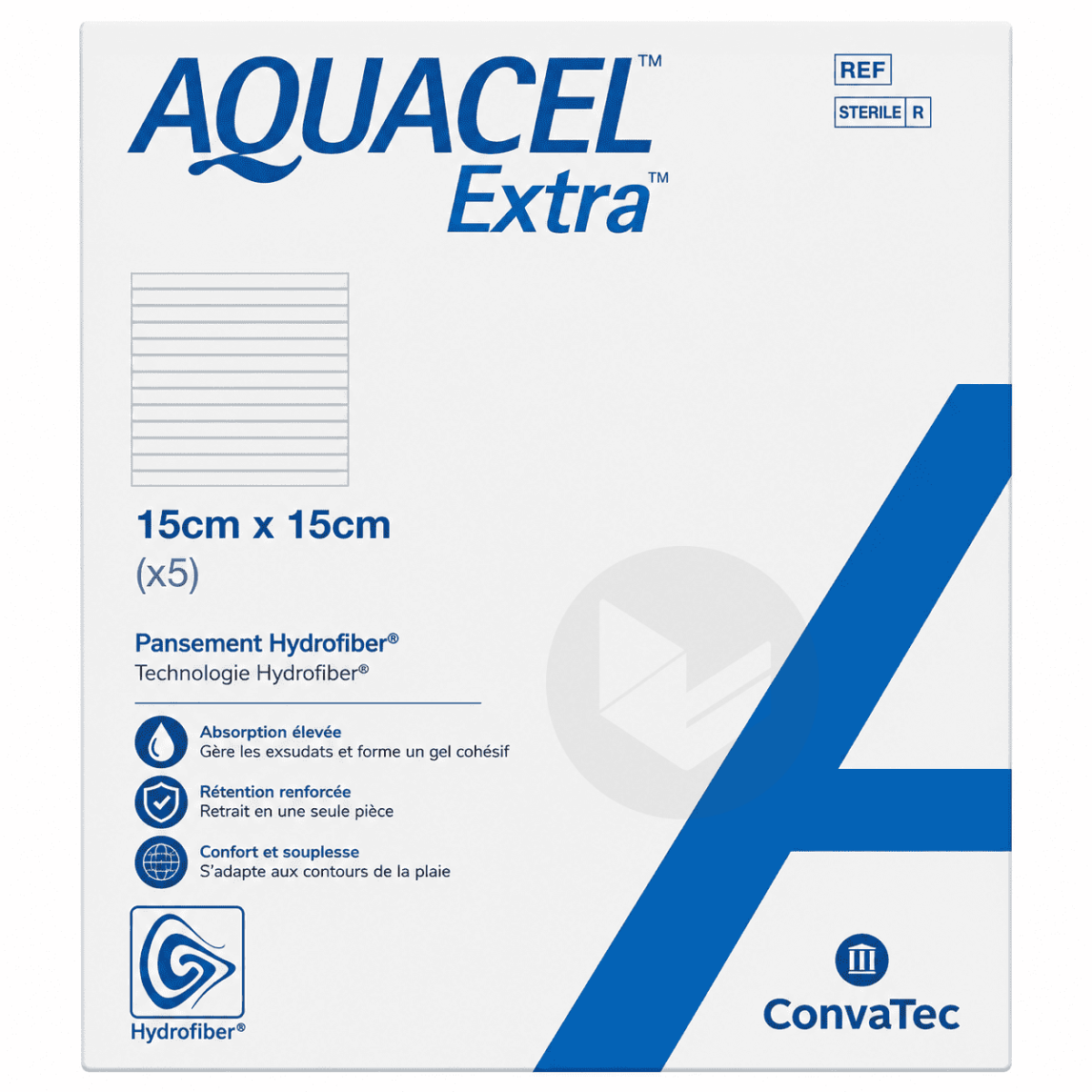 Aquacel Extra Pansement Hydrofiber Stérile 15x15cm x10