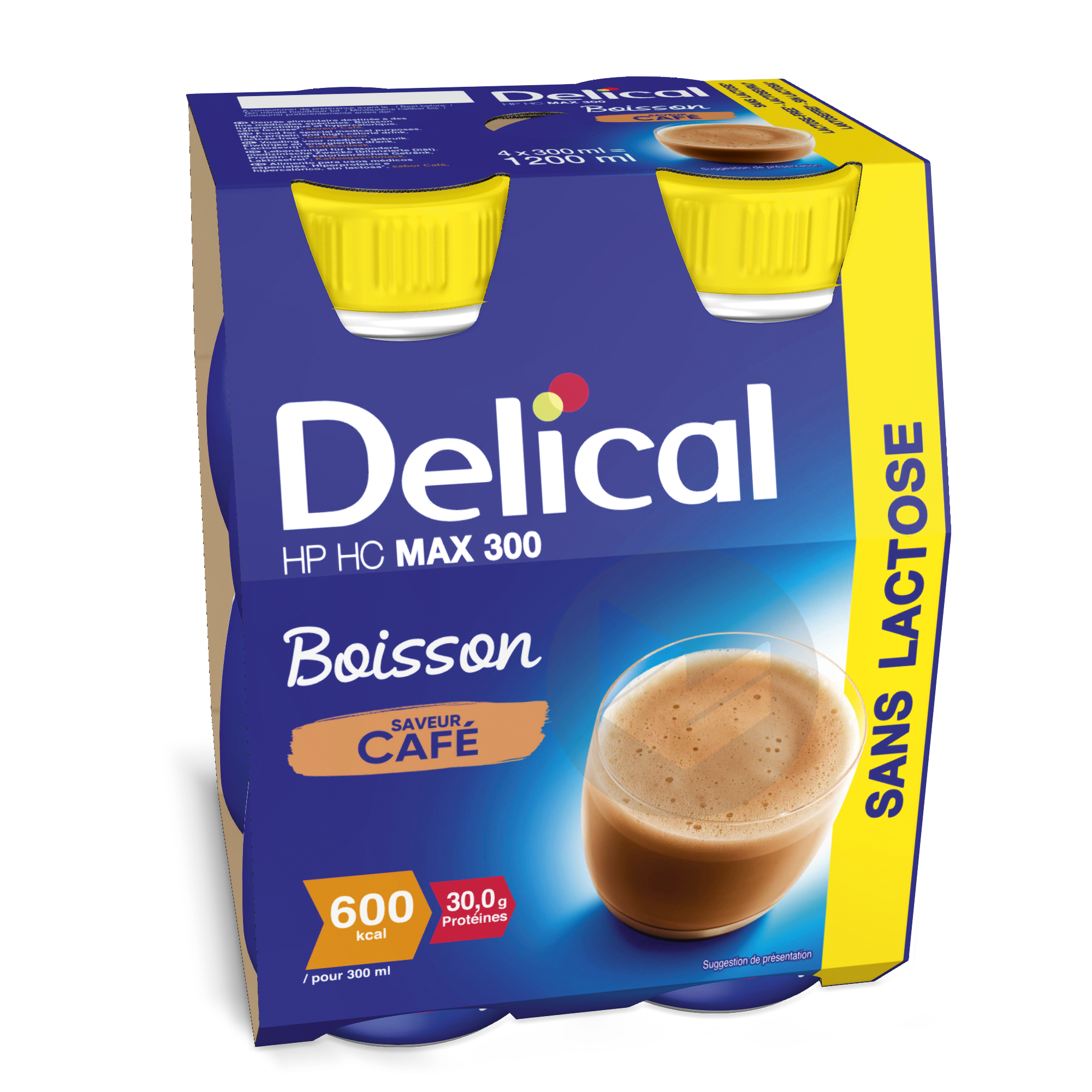 DELICAL Boisson sans lactose HP HC MAX 300 Café 4x300ml