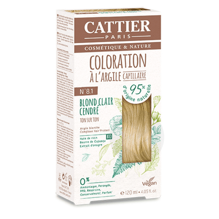 Coloration Capillaire à l'Argile 8.1 Blond Clair Cendré 120ml