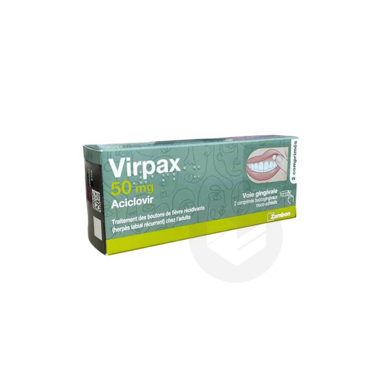 VIRPAX 50 mg, 2 comprimés buccogingivaux muco adhésifs