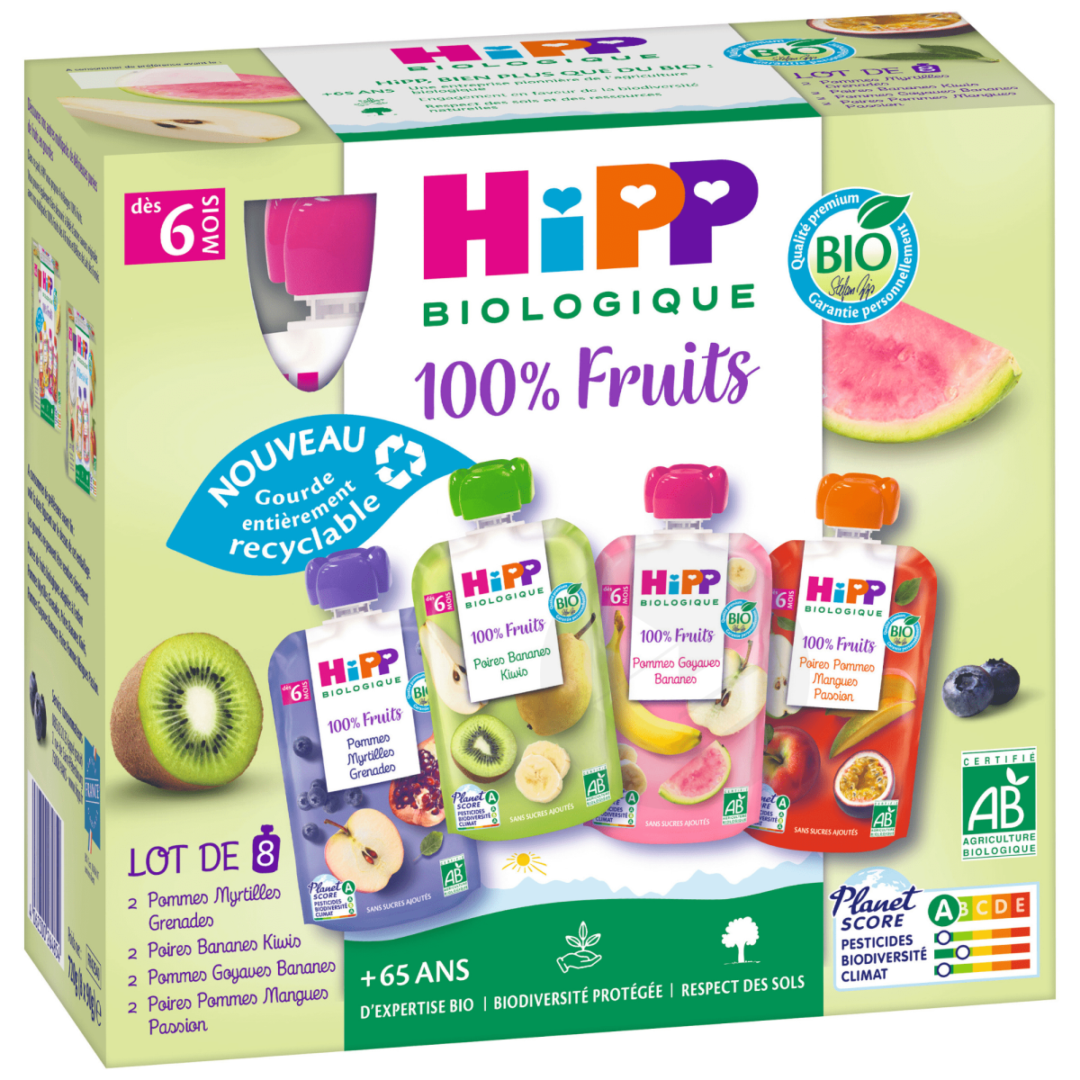 100% Fruits Multipack 6 mois 8x90g
